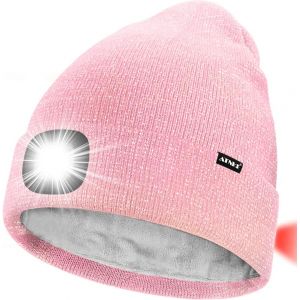 Unisexe 8 Led Bonnet Lampe Frontale,Usb Rechargeable Rouge Feu Arri&egrave;re Clignotant Chapeau De Course Lumi&egrave;re Chaud Polaire Doubl&eacute;e Tricot Bonnet Cadeaux Pour Hommes Et Femmes - Neuf