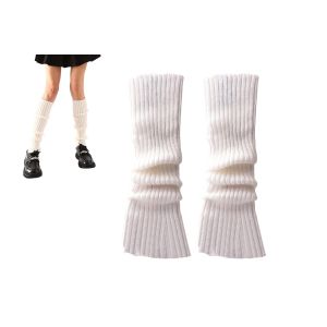 Chaussettes Hautes Gu&ecirc;tres Tricot&eacute;es Style Ann&eacute;es 80 Pour Femme - Blanches, 40 Cm, Acrylique, Lavables En Machine, Id&eacute;ales Pour Les F&ecirc;tes Et Le Sport - Neuf