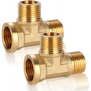 KALANKA-Lot de 2 raccords en T en laiton 1/2"", 1/2"" en laiton - Raccord en T 90&deg; - AGxAGxIG - Raccord d'eau G1/2"" - Raccord en T en laiton DN15 - Convient pour l'eau potable - Neuf