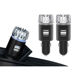 Purificateur d'air pour voiture avec deux ports USB et technologie des ions n&eacute;gatifs - Neuf