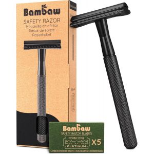 Rasoir De S&eacute;curit&eacute; En M&eacute;tal Noir Avec 5 Lames Rasoir De S&ucirc;ret&eacute; Homme Rasoir &Agrave; Barbe Rasoir Homme| Rasoir Visage Rasoir Barbier Rasoir M&eacute;canique Rasoir Manuel Z&eacute;ro D&eacute;chet - Neuf