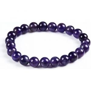 Bracelet - Lithoth&eacute;rapie - Am&eacute;thyste Naturelle - Anti-Stress - Violet - Extensible 6,5cm &Agrave; 8cm - Neuf