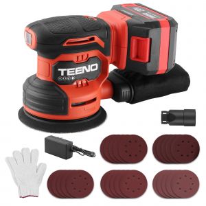 Ponceuse Orbitale Sans Fil 20V - Ponceuse Excentrique 125mm 6000-12000 tr/min, Kit Complet avec 25 Papiers de Verre, Batterie 4.0Ah et Syst&egrave;me d'Aspiration - Neuf