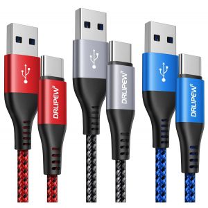Câble USB C [3M/Lot de 3],Câble USB vers USB C Charge Rapide Nylon Tressé Câble Chargeur pour Galaxy S23 S22 S21 S20 Plus S21 S22 S23 S10 S9 S8, A20E A51 A70 A71,PS5,Switch,Huawei P40,LG,Google Pixel - Neuf