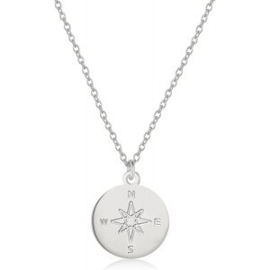 Trahoo-Collier Boussole Pour Femme, Collier Homme Avec Pendentif En Acier Inoxydable Or Argent Cool Boussole Collier Avec Pendentif Bijoux Étanche - Neuf