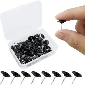 Chenquansarl-Lot De 55 Puna S Noires En Forme De Roue Dentée En Plastique Pour Tentures Murales, Pointe En Acier, Plaque De Liège, Puna S Pour Cartes, Affiches, Photos - Neuf