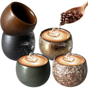 Lot De 5 Tasses À Expresso En Grès,À Paroi Épaisse,En Céramique,50 Ml,Petites Tasses À Thé,Sans Anses,Cadeaux Pour Femme,Homme,Meilleure Amie - Neuf