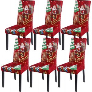 Housse De Chaise Motif De No&euml;l Lot De 6 Versez Salla A Manger Salon, Couverture De Chaise Extensible Moderne Universelle Comme D&eacute;coraion No&euml;l Int&eacute;rieur - Neuf