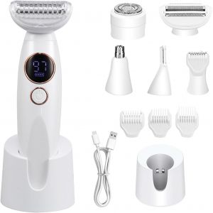 Rasoir Electrique Femme, &Eacute;pilateur &Eacute;lectrique Femme, 5 En 1 Tondeuse Femme Intime, Tondeuse Maillot Femme, Pour Le Corps, Les Aisselles, Le Bikini, Les Sourcils Et Le Nez - Neuf