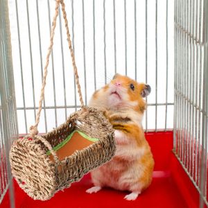 Hjlian Hamac Suspendu En Corde De Paille Pour Dormir Confortablement Avec Un Tapis Confortable Pour Hamster - Neuf