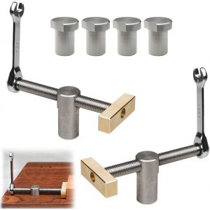 Lot de 2 étaux de menuisier, pinces d'établi rapides, pince de bureau réglable avec 4 griffes d'établi, étau de perceuse à colonne, outils de menuiserie, pour établi de menuiserie avec trou de 20 mm - Neuf