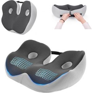 Coussin De Si&egrave;ge En Mousse &Agrave; M&eacute;moire,Coussin De Si&egrave;ge De Chaise De Bureau,Coussin De Chaise Orthop&eacute;dique Ergonomique,Coussin De Positionnement Siege Coccyx,Coussin De Si&egrave;ge Pour Sciatique (Gris) - Neuf