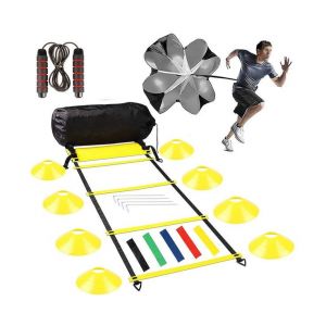 Ensemble D'entraînement D'agilité Et De Vitesse : Échelle De 26 Pieds, 8 Cônes, Parachute De Résistance, Bandes Et Corde À Sauter - Parfait Pour Tous Les Athlètes ! - Neuf