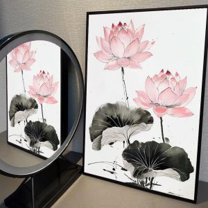Autocollant d'interconnexion vintage pour la décoration murale,toile chinoise,affiche de fleurs,art auto-adhésif,papier imperméable,1 pièce - Neuf
