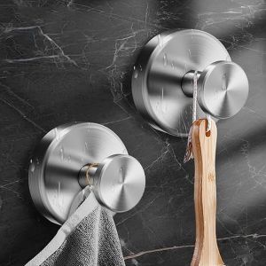 Lot De 2 Porte-Serviettes Sans Per&ccedil;age &iquest; Crochets &Agrave; Ventouse En Acier Inoxydable Extra Solides,Inoxydables,Id&eacute;aux Comme Crochets Pour Serviettes De Salle De Bain Et Cuisine &iquest; Crochets Muraux - Neuf