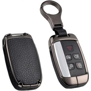 &Eacute;tui de cl&eacute; de Voiture pour Voiture Discovery 4 LR4 Compatible avec Land Rover Range Rover Sport Evoque pour Jaguar XE XF XJ F-Pace F Type F &Eacute;tui de Protection en Cuir &agrave; 5 Boutons Noir - Neuf