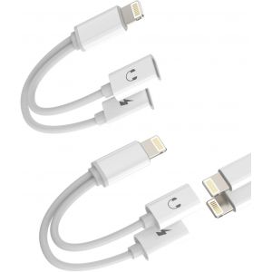 Thef-Lot De 2 Adaptateurs Pour Iphone Aux Lightning Jack Chargeur Rapide Audio 2 En 1 (2pack) Double Connecteur Écouteurs Câble De Charge Diviseur Pour Apple Mfi Chargeur Rapide Accessoires Pour 14 1 - Neuf