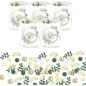 Lot de 12 Photophores D&eacute;coratifs de Table Pour 40 Ans,300 Pi&egrave;ces Confetti Vert,Happy Birthday D&eacute;coration de Table 40e Anniversaire Femmes, Happy 40th Birthday D&eacute;coration deTable - Neuf