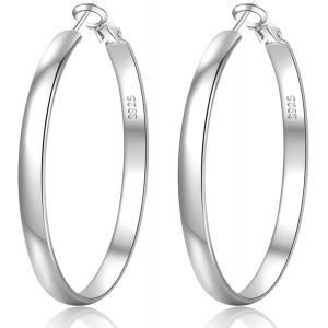 Tianyi-Cr&eacute;oles Argent 925 Pour Femme 5mm De Large Argent 925 Grand Hypoallerg&eacute;nique 14k Boucles D'oreilles Or Cr&eacute;oles Pour Femme 30/40/50/60/70mm - Neuf
