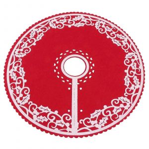 Jupe De Sapin Rouge En Tricot, Tablier De No&euml;l, Mini Jupe De Sapin, D&eacute;coration De No&euml;l - Neuf