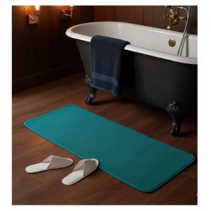 Tapis de bain 50 x 120 cm Vitamine Unie bleu emeraude - Neuf
