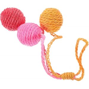 KAL-Jouet Interactif Suspendu Sisal Pour Chat Boule Colorée À Gratter Pour Divertissement Intérieur Des Félins Jouet Engageant Pour Chats De Toutes - Neuf