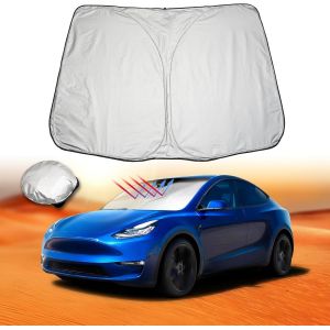 CHECARZHN--NO1-Pare-Soleil Int¿¿rieur Pour Tesla Model 3 2018-2023 2024 / Model Y, Pare-Br Avant Protection Uv Couche Bloquant La Lumi¿¿re, Pare-Soleil Pliable, Accessoires Tesla Mod¿¿le 3 Highland/Mode - Neuf