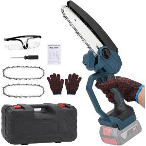CHECARZHN--NO1-Mini Tronçonneuse À Batterie Compatible Avec Bosch 18V Batteries,6 Pouces Tronçonneuse Électrique Sans Fil 2 Chaînes,Portable Pour La Coupe Du Bois, Les Branches D'Arbres, L'Élagage, L - Neuf