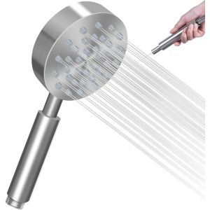ChenQuanSarl-Pomme De Douche En Acier Inoxydable 304 , Pommeau De Douche Amovible De Rechange Universel Haute Pression, Rond Brossé, Économie D'Eau - Neuf