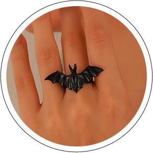 Kahfl-Punk Halloween Bague Chauve-Souris Bague Doigt Chauve-Souris Bague Vampire Bague Fantôme Chauve-Souris Bague Animal Vampire Bague Ouverte Réglable Bijoux Pour Femmes - Neuf