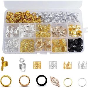 Lbgwp60-200 Pièces Bijoux De Tresse De Cheveux, Bagues Décorations Capillaires Bijoux Cheveux Pour Tresses, Bague De Cheveux Tresse Et Pinces À Cheveux Pour Accessoires Avec Boîte - Neuf