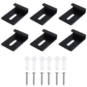 Kit de 6 clips de suspension pour miroirs en m&eacute;tal &agrave; large canal,noir - Neuf