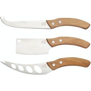 Chicslick-Artes&agrave; Set De Couteaux &Agrave; Fromage Avec Manches En Bois D'acacia Dans Une Bo&icirc;te Cadeau, Acier Inoxydable, 3 Pi&egrave;ces[X955] - Neuf