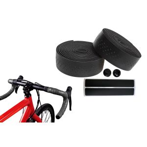 2 Rouleaux De Ruban De Guidon De V&eacute;lo En Cuir Pu Avec Embouts Et Dos Adh&eacute;sif - Neuf