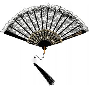 &Eacute;ventail pliable chinois &agrave; main en dentelle, motif floral brod&eacute;, &eacute;ventail pliable en soie de bambou, style vintage chinois pour femme, costume de mariage, f&ecirc;te dansante, bricolage, &eacute;ventail &agrave; main de - Neuf