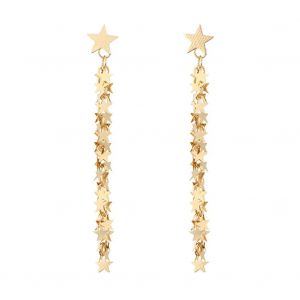 Boucles D'oreilles Pendantes Elegantes En Alliage Dore Pour Femme (Pentagramme) - Neuf