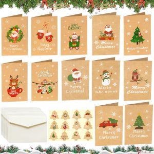 Checarzhn--No1-Lot De 12 Cartes De Noël Avec Enveloppe, Cartes Postales De Noël, Avec Autocollants Pour Vos V?ux De Noël - Neuf