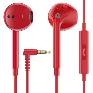 KALANKA-Zenith Écouteurs, Garantie 2 Ans, Écouteur Intra-Auriculaires Filaires, Casque avec Microphone, Compatible avec Tablettes et Ordinateurs Portables Samsung, Huawei, iPhone, MP3 Players - Rouge - Neuf