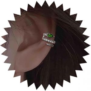Boucles D'oreilles Manchette Serpent En Cristal - Forme De Serpent Doré Rampant - Émeraude Bijoux Pour Femmes Et Filles - Neuf