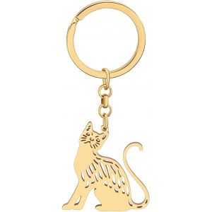 KAL-Porte-Cl&eacute;s Chat En Acier Inoxydable Cadeaux Mignon Chat Pour Femme Filles Porte-Cl&eacute;s Chat Porte-Monnaie Cl&eacute;s De Voiture Charms - Neuf
