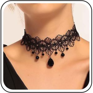 Collier Ras De Cou En Dentelle Noir Collier Ras De Cou En Dentelle Vintage Collier Ras De Cou En Dentelle Perle Tassel Bijoux Pour Femmes Et Filles Cocktail Party - Neuf