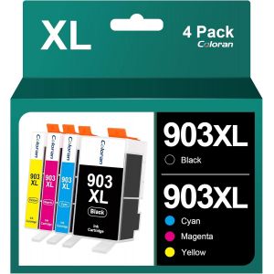 903XL 903 Cartouches d'encre Remplacement Compatible pour HP 903 XL pour HP Officejet 6950 6960 pour Officejet Pro 6970 6960 All-in-One Imprimante (Noir Cyan Magenta Jaune, 4-Pack) - Neuf