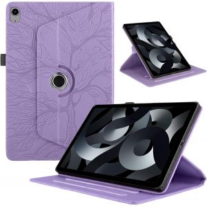 Coque Pour Ipad 10.9"" 2022 10th Gen/Ipad 11th Gen 2025 11"" Étuis Flip Pu Cuir 360°Rotatif Stand Housse Avec Réveil/Sommeil Automatique Arbre De Vie Tablette Protection Coques,Violette - Neuf