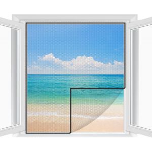Moustiquaire Fenêtre Peut être coupé individuellement|Pour fenêtres jusqu'à 250cm x 150 cm |Lot de 2 moustiquaire fenetre ajustable en maille fine,sans perçage,avec ruban adhésif -Noir.[Q17] - Neuf