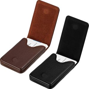 Lot de 2 porte-cartes de visite, version verticale, en cuir synthétique, avec fermeture magnétique, étui pour carte de crédit et carte d'identité (noir et café) - Neuf