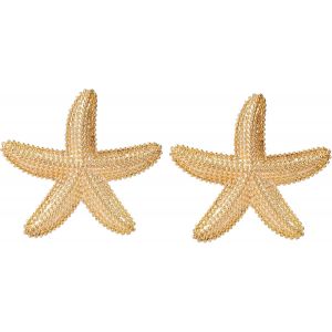 Boucles D'oreilles Étoile Mer Pour Femme, Boucles D'oreilles Tendance Étoile Mer Dorées Bijoux De Plage Bijoux De Plage Charmants Cadeau Pour Femme Décoration Estivale - Neuf