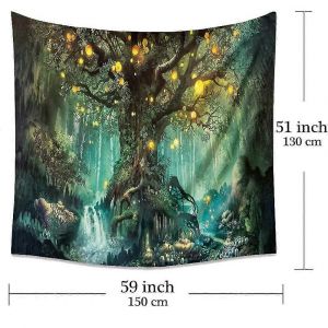 Tenture murale arbre de vie,cascades de tapisserie psychédélique sous d'anciennes tapisseries d'arbres,tapisserie murale de fée décoration couverture murale pour lit - Neuf