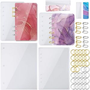 Lot De 40 Grandes Couvertures De Carnet A4 R&eacute;sine &Eacute;poxy Silicone A4 A5 A6 A7 Marque-Page Feuilles En Vrac Anneaux Kit Fait Main Agate Artisanat Doux Brillant - Neuf