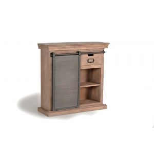 Console En Bois De Manguier Avec Porte Coulissante - Neuf
