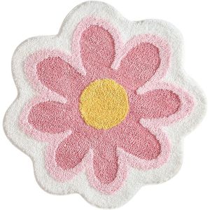 Kal-Tapis De Bain 15,8 X 15,8 Pouces, Tapis De Bain Mignon Marguerite, Tapis De Sol Antidérapant Pour Salle De Bain, Tapis De Salle De Bain Lavable, Tapis De Bain Absorbant Pour Chambre À Coucher,(Ro - Neuf